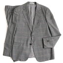 【中古】極美品◆ARMANI COLLEZIONI アルマーニ TREND チェック柄 ウール100% シングルスーツ グレー 50/R 正規品 イタリア製 メンズ