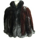 【中古】美品▼日本製 MG sable MINK FOX ミンク×フォックス 本毛皮ポンチョ/ケープ ダークブラウン 毛質艶やか・柔らか◎