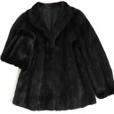 【中古】極美品▼MINK ミンク 本毛皮コート ブラック 大きめサイズ15号 毛質艶やか・柔らか◎