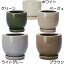 アステア・ミドル・受け皿付き・4個セット(4号)(全高11.5cm×直径13cm)(底穴あり)(釉薬陶器/陶器鉢/観葉鉢/植木鉢)(プランター/ポット/園芸)