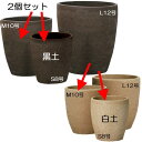 植木鉢・トリコ・972・2個セット・2サイズ(S8号・M10号)(底穴あり)(陶器製/高温焼成)(プランター/ポット/陶器鉢)(園芸/ガーデニング/寄せ植え)