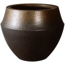 国産・鉢カバー・信楽焼き・陶器製・バレル・ブラウンゴールド(8号用)(全高33.5cm×直径40cm)(底穴なし)(しがらきやき)(プランター/鉢)