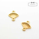 【コネクター】2個 扇子A 《きれいめゴールド》【和風 日本 せんす pair チャーム ビーズアンドパーツ アクセサリーパーツ】