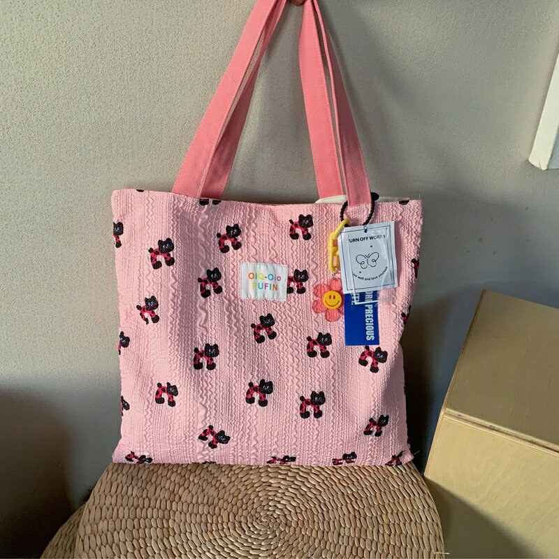 トートバッグ　エコバッグ　帆布バッグ　大容量　猫　犬 (T)