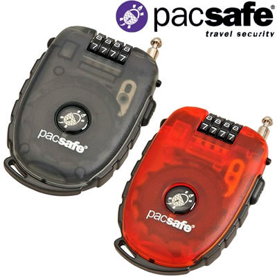 【ポイント10倍】PacSafe　パックセーフ　250-4ダイアルリトラクタブル ケーブルロック　12970051（PE241）珍しい4ケタダイヤルの90cmケーブル付きワイヤーロック。自由に変更できる解錠番号は銀行と同じ4桁で覚えやすい！スーツケースや旅行カバンの置き引きや盗難予防に！