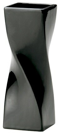 陶器フラワーベース 角型ツイスト ブラック 黒 小 花器 花瓶