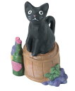 ガーデンオーナメント 黒猫とタル ガーデンオブジェ くろねこ かわいい置物 庭 飾り ガーデニング 雑貨