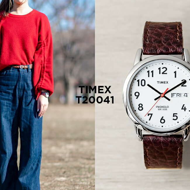 【日本未発売】TIMEX EASY READER タイメックス イージーリーダー デイデイト 35MM T20041 腕時計 時計 ブランド メンズ レディース アナログ シルバー ホワイト 白 レザー 革ベルト 海外モデル ギフト プレゼント