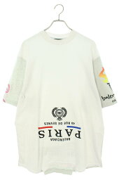 <strong>バレンシアガ</strong> BALENCIAGA　サイズ___2 22AW 698811 TMVC9 再構築ダメージ加工アップサイドダウンTシャツ(ホワイト×グレー)【612132】【SS13】【メンズ】【中古】bb127#rinkan*B