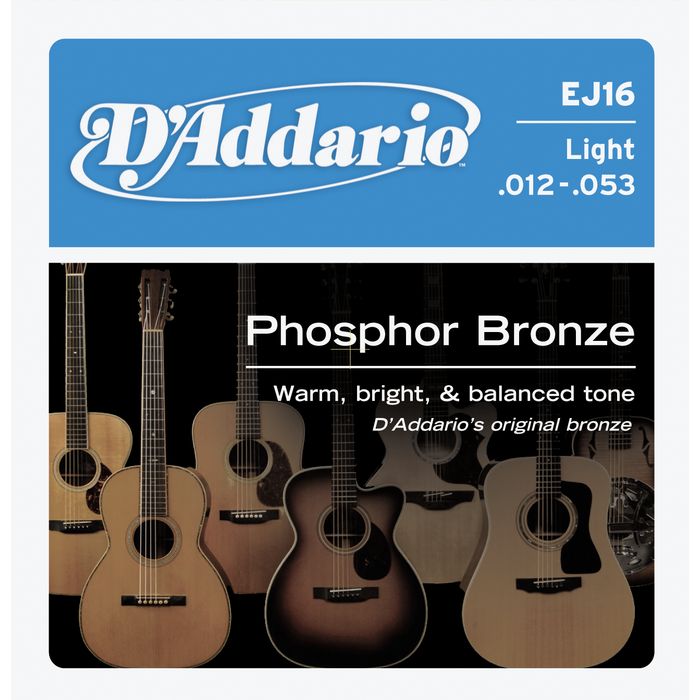 D'Addario 12-53 EJ16 Light Phosphor Bronze Wound[ダダリオ][ライト][フォスファーブロンズ弦][アコースティックギター弦,String]