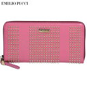 エミリオ プッチ Emilio Pucci レディース 長財布 ウォレット ロゴプレート・ゴールドスタッズ付きラウンドファスナーウォレット ピンク 26SM71 26001 D15 12A (R64900)【送料無料】【smtb-TK】