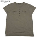 【送料無料】 バルマン(BALMAIN) メンズ バイカー 4ポケット ヘンリーネックカットソー 半袖Tシャツ S3HJ696C175 147 カーキ 【YDKG-tk】【smtb-TK】 13S