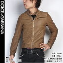 ドルチェ&ガッバーナ DOLCE&GABBANA メンズ ラムレザー ライダース ジャケット ドルガバロゴメタルプレート G9H07L FULTR M0453 ブラウン (R143077)【送料無料】【smtb-TK】
