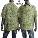 フェンディ(FENDI) メンズ トップス シャツ カジュアルシャツ シルク 半袖 セットアップ着用可(ボトムス別売り) ロゴ 総柄 FENDI MAP マルチカラー シャツ