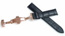 腕時計 ベルト 18mm レザー ブラック バックルタイプ プッシュ式Dバックル ピンクゴールド 交換工具付 メール便可