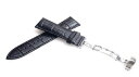 腕時計 ベルト 18mm レザー 黒 バックルタイプ Dバックル シルバー 交換工具付 メール便可