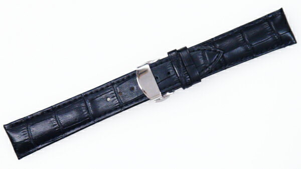 腕時計 ベルト 22mm レザー ブラック バックルタイプ プッシュ式Dバックル シルバー…...:gutto-kuru-r:10000864