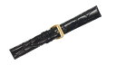 腕時計 ベルト 19mm 黒 ピンインバックル イエローゴールド ARSIS カーフ 牛革 クロコダイル型押し 交換用工具付属