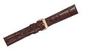 腕時計 ベルト 19mm ダークブラウン ピンインバックル ピンクゴールド ARSIS カーフ 牛革 クロコダイル型押し 交換用工具付属