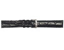 腕時計 ベルト 19mm 黒 ピンインバックル シルバー ARSIS カーフ 牛革 クロコダイル型押し 交換用工具付属