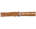 腕時計 ベルト 19mm ライトブラウン ピンインバックル シルバー ARSIS カーフ 牛革 クロコダイル型押し 交換用工具付属