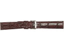 腕時計 ベルト 19mm ダークブラウン ピンインバックル シルバー ARSIS カーフ 牛革 クロコダイル型押し 交換用工具付属