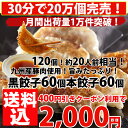 餃子【5000万個完売】黒餃子60本餃子60個！合計120個！約20人前！メガ盛り/餃子