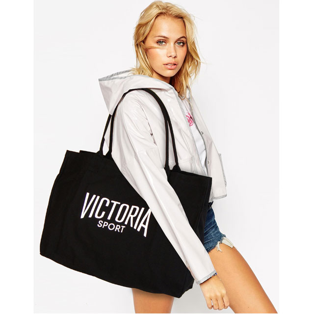 期間限定価格【送料無料】VICTORIA SPORT Victoria's Secret ヴィクトリアスポーツ ビクシー バッグ トートバッグ ママバッグ 大きめ ジムバッグ キャンバス地 ブラック