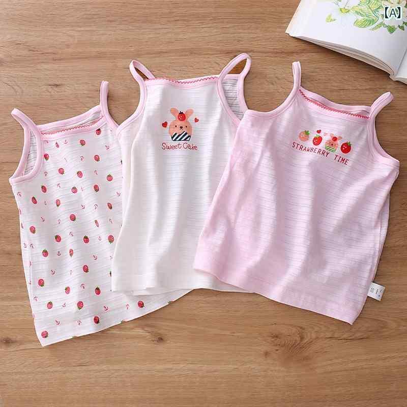 キッズ用 キャミソール タンクトップ 3枚 セット 女の子用 キャミソール 夏用 薄型 竹 綿 ベビー ベスト トップ