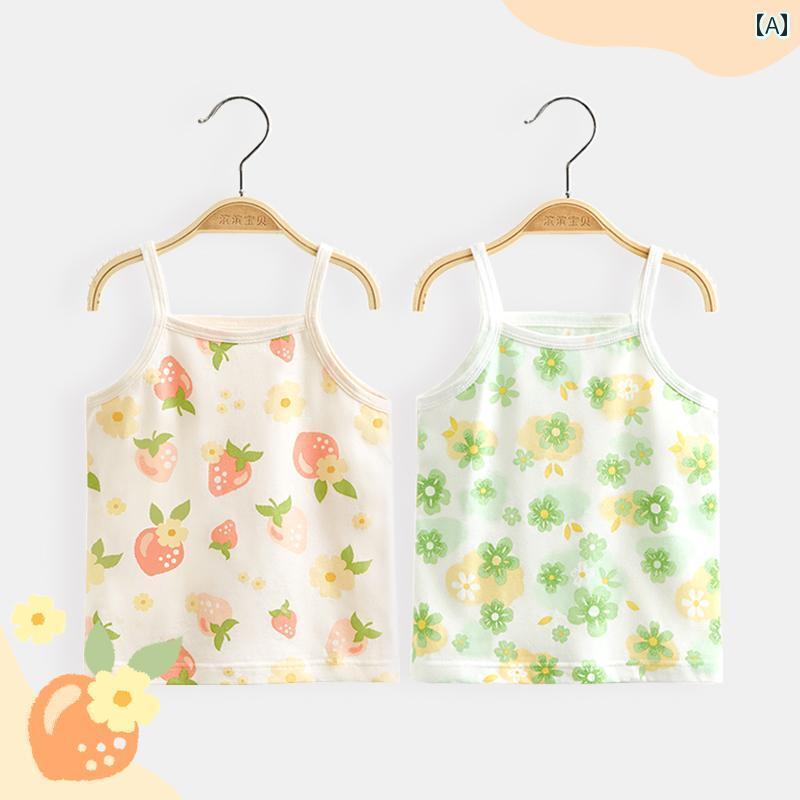 キッズ用 キャミソール タンクトップ 女の子用 キャミソール 夏用 薄手 ベビー ノースリーブ トップス 綿 ボトムス 子供用 ウエスト コート