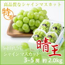 【送料無料】 JA岡山 『シャインマスカット 晴王』 【赤秀】 大粒 3〜5房 (約2.0kg) 化粧箱入り 【6月下旬より発送】【お中元・夏ギフト】