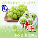 【送料無料】 JA岡山 『シャインマスカット 晴王』 【青秀】 3〜5房 (約2.0kg) 化粧箱入り 【6月下旬より発送】【お中元・夏ギフト】