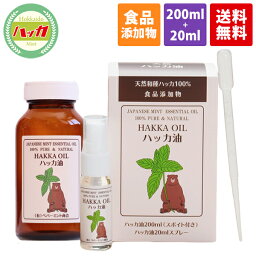 【食品添加物・日本製】天然ハッカ油200ml＋20mlスプレーセット 詰め替えに便利なスポイト付！ハッカ油 ハッカ油スプレー 天然和種ハッカ100％ 虫除け 消臭 除菌 マスク <strong>アロマオイル</strong> <strong>ミント</strong> 花粉 冷却 冷感 対策 薄荷 はっか