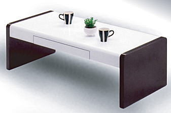 センターテーブル「ゼア」。引き出し付きの木製テーブル(突き板)・白。幅105cm収納付きサ…...:hakomata:10001191