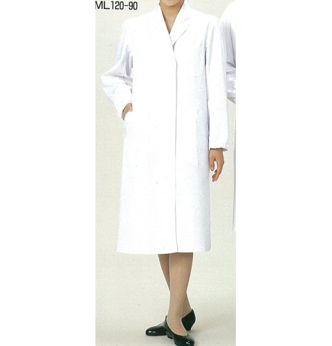 ML120 女性用シングル診察衣(長袖白衣 白衣 看護師用 ナース 女性 白 ホワイト 通…...:hakuinet:10003554