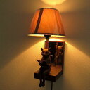 ミラー付き壁掛け照明鏡インテリアネコ読書猫かべねこ雑貨ライトウォールライトウォールランプアジアン雑貨モダンおしゃれデザインレトロエスニックシェードランプ壁掛けネコランプ