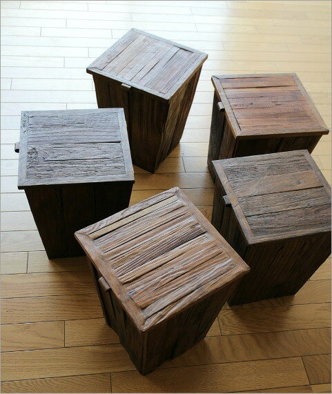 【楽天市場】収納付き 天然木製スツール 木製椅子 木製イス 古木天然木 おしゃれ ウッドスツール 収納ボックス 収納スツール 収納BOX