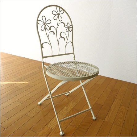 ガーデンチェア アイアン製 ガーデンファニチャー 折りたたみ椅子 アイアンチェア かわいい…...:hakusan:10005719