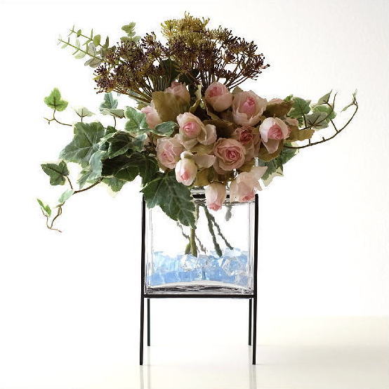 ガラスベース 花瓶 花びん シンプル デザイン フラワーベース おしゃれ 四角 花器 スクエアグラススタンド