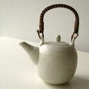 お茶が冷めにくい竹製のつる付き美濃焼土瓶陶器茶こし付き急須陶器人気きゅうすデザインかわいい日本製白釉土瓶