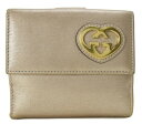 【中古】GUCCI グッチ Wホック 2つ折り財布 ハートGGマーク ラブリーシリーズ 245727 シャンパンゴールド