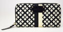 【中古】【美品】kate spade ケイトスペード ラウンドファスナー長財布 クラシックスペード 黒×白
