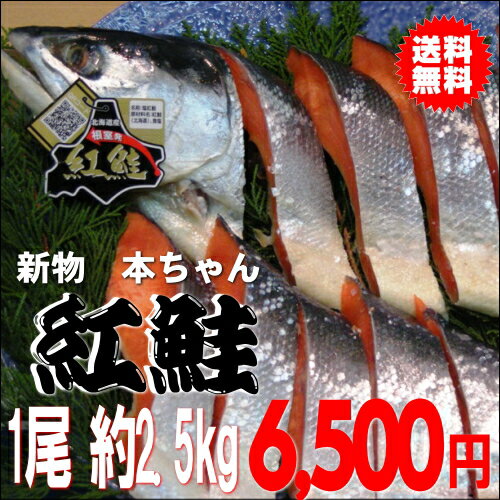 【紅鮭ランキング2位入賞】新物1尾（約2.5キロ）【中辛】【贈り物】【お中元】 【お土産】北海道の天然紅鮭【送料無料】
