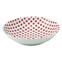 市松 赤 17.5cm浅ボウル/プロ用/新品