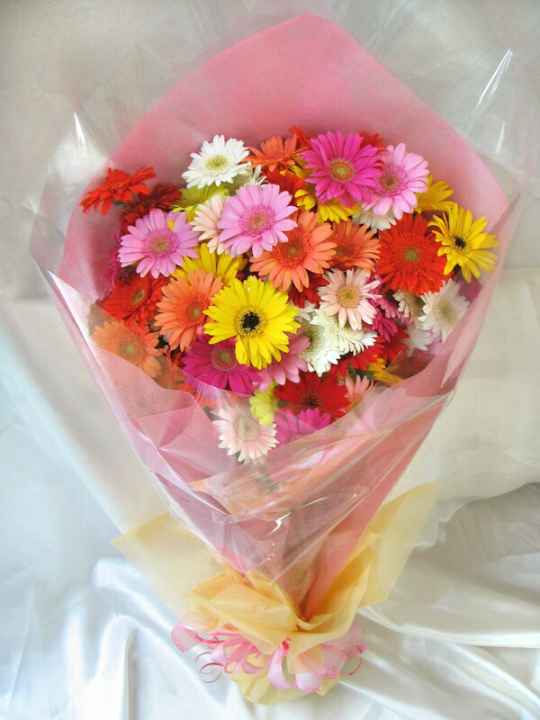 【生花】【産地直送】お誕生日にお祝いにガーベラ100本の花束ミックス