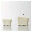 即日★クレイ/Lithophanie Square Rec. 12.5L8W8H IVORY/344-152-310【00】《 花 資材 花器、ベース 陶器 横長 》