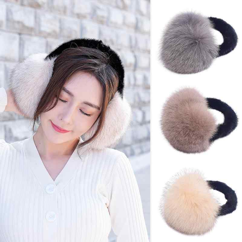 イヤーマフ レディース 耳当て イヤーウォーマー フォックスファー ミンクファー 秋冬 保温 防寒 あったか 高級感 ヘッドバンド式 グレー系 ベージュ系 ブラック ホワイト