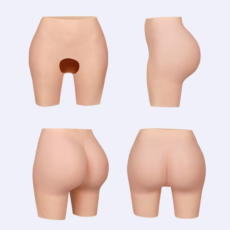 補正下着 男性用 シリコン製 厚手 一体型 シームレス 美尻パッド入りショーツ ヒップアップ 豊尻 オープンクロッチ 女性ボディライン形成 変身 仮装 インナー