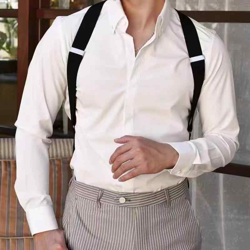 サスペンダー メンズ 男性用 クリップ式 吊りバンド スラックス スーツパンツ 伸縮性ゴム 合金製クリップ 長さ調整可能 大人用 高齢者 シニア 英国風 ブリティッシュスタイル おしゃれ トレンド