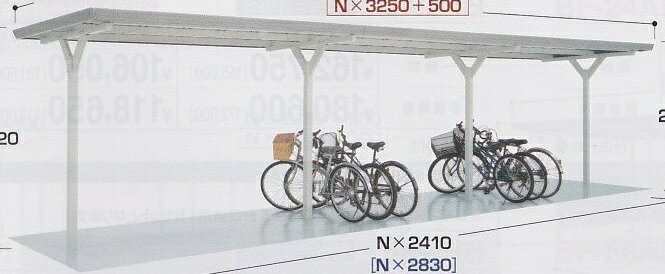 イナバ　自転車置場　ガレージ【BY−28L　追加棟　2棟目以降】＜　駐車庫　庭　駐車場　サイクル　サイクリング　自転車置き場　　ガーデン　エクステリア＞　　稲葉製作所